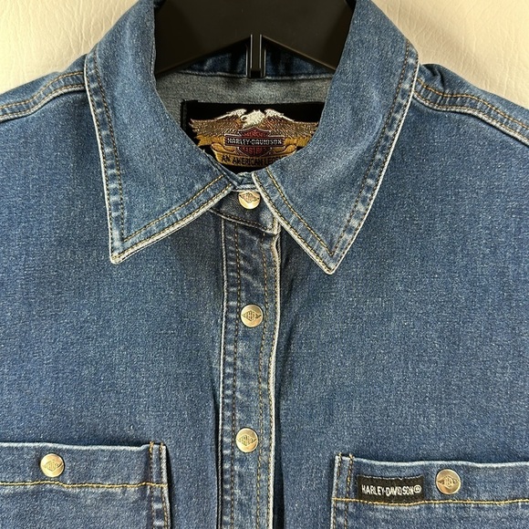Harley-Davidson Button Down Denim Shirt, S - Picture 6 of 8
